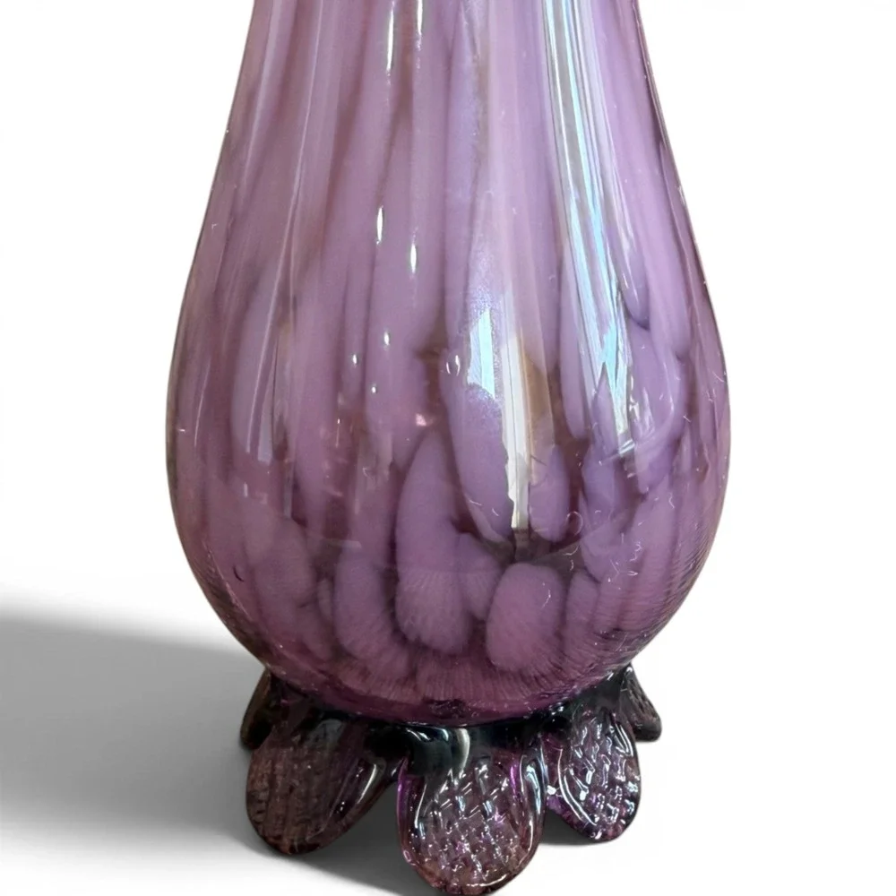 Vintage Altaglass Bud Vase Purple Art Glass Tall Hand Blown Canadian 10 Inch MCM